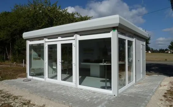 20 Fuss Duo- Bürocontaineranlage mit Fixverglasung, fabrikneu